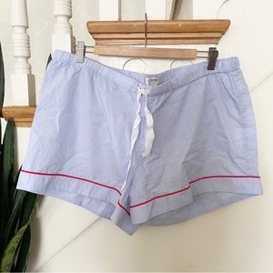 J.crew light blue red hem line pajama shorts sz XL